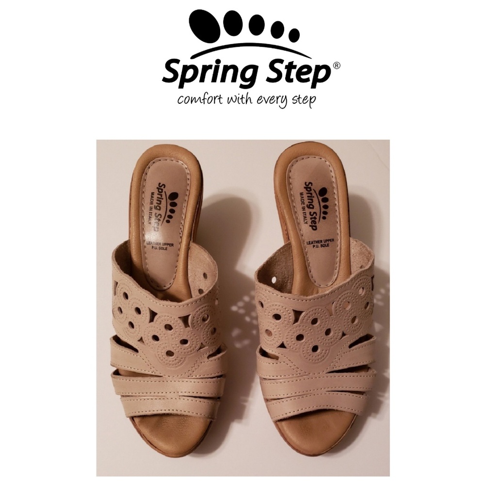 Spring Step Wedge Sandals-Size 36(6)- Tan/Dark Iv